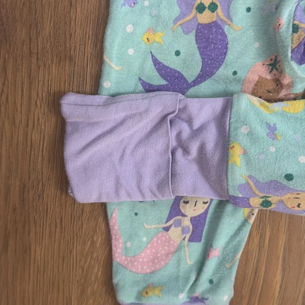 Little Sleepies Baby Girls Sz 3-6 Months Mermaid Footed Sleeper Pajamas Purple